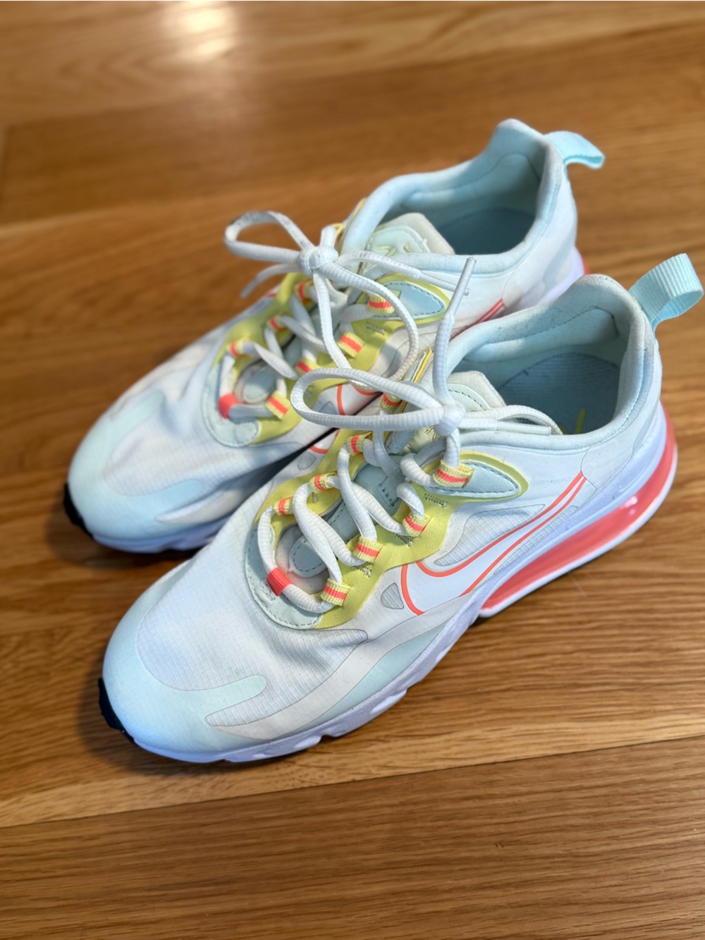 Nike Kids Light Blue Sneakers with Coral and Lemon Accents
